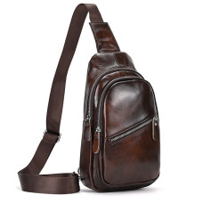 Мужская оригинальная сумка через плечо из гладкой кожи на два отделения Qvant 330к - Коричневая